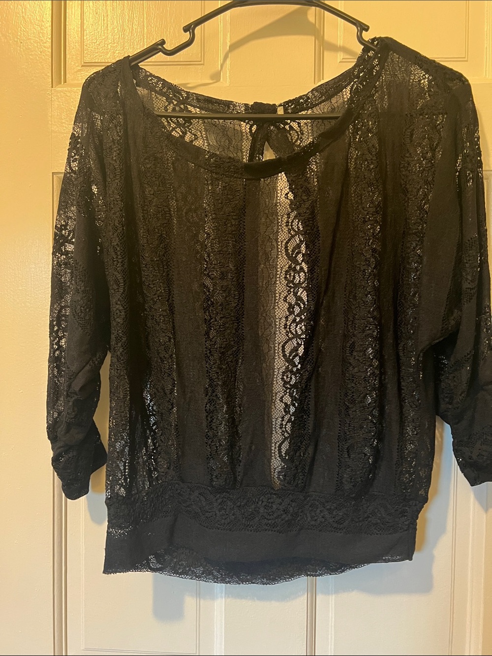 Black Lace Sheer Women's Top - Elegant Overlay